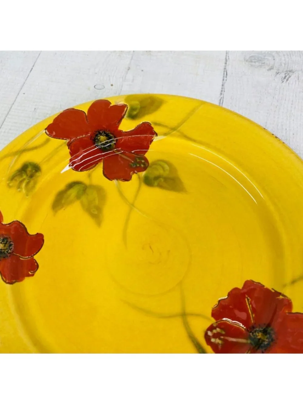 Living Quaters FLEUR DE PARADIS Red Hibiscus Ceramic Lunch Salad Plates Set 4